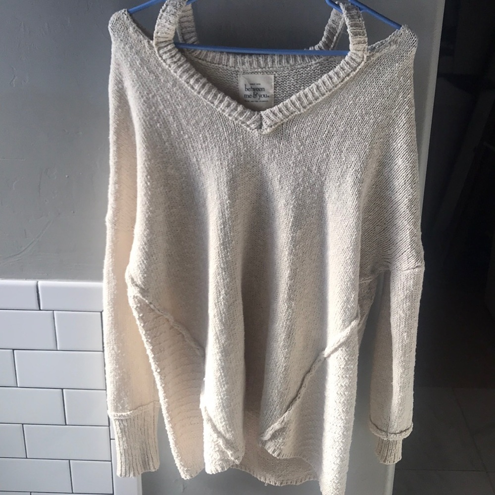 Cream Off-Shoulder Sweater